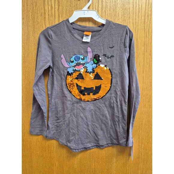 Girls' Lilo & Stitch Halloween Flip Sequin Long Sleeve T-Shirt - Charcoal L, Gre - Picture 7 of 13